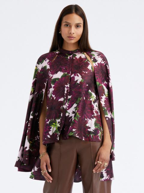 Oscar de la Renta DAHLIA SILK TWILL DRAPE DETAIL BLOUSE