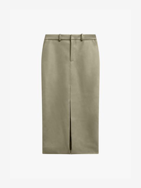 The Frankie Shop Maybelle Faux Leather Front Slit Pencil Skirt - Sage