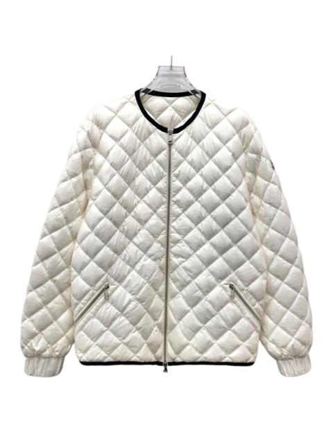 Moncler Moncler Paquis Off-White Logo Diamond Quilted Crew Neck Zip-Up Down Jacket
