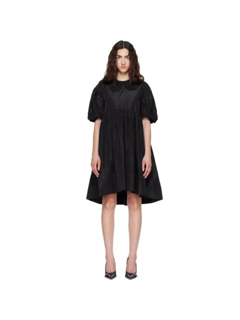 Simone Rocha Black Puff Sleeve Petal Collar Smock Minidress