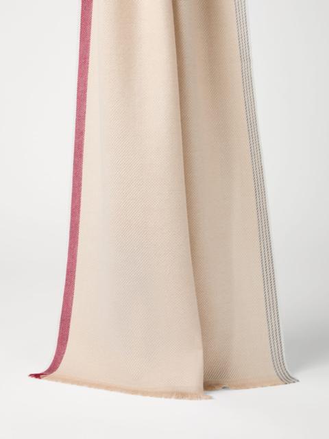 Brunello Cucinelli Wool and cashmere diagonal scarf with striped edge
