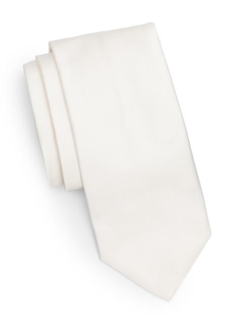 Canali Men's Solid Satin Silk Tie - White