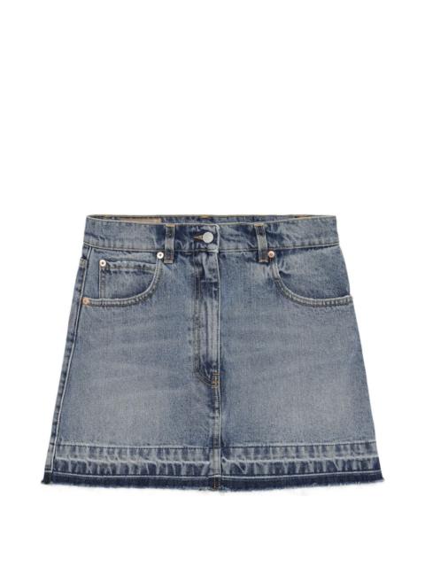 FORTELA frayed-hem mini denim skirt