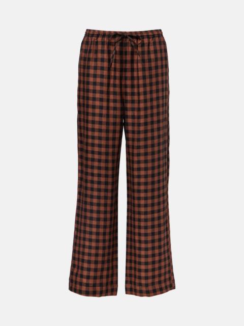 ASCENO Checked linen wide-leg pants