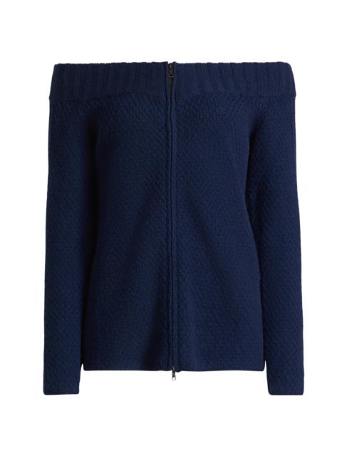 The Elder Statesman Women's Rosie Cashmere Off-the-Shoulder Cardigan - Twilight
