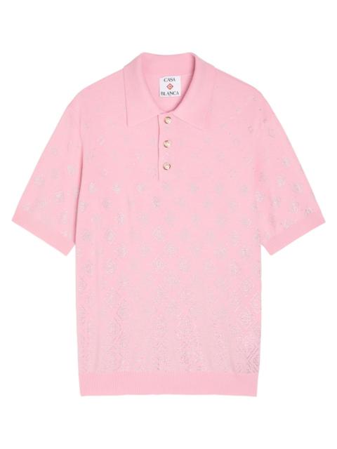 Casablanca Crystal-embellished Merino Wool Polo Shirt