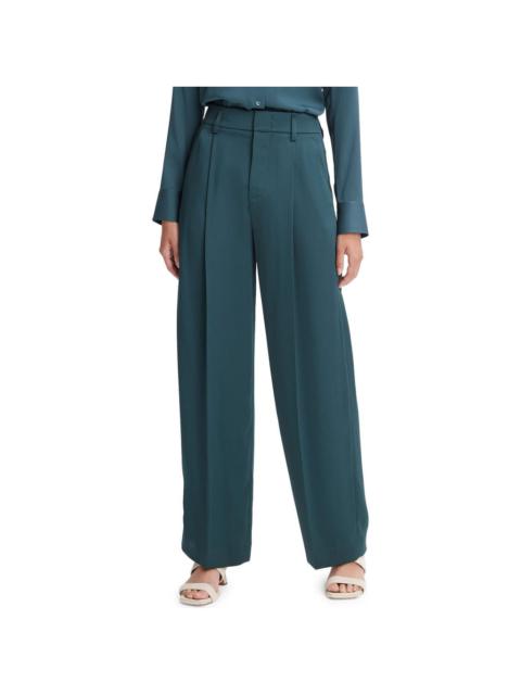 Vince Satin Wide Leg Pants in Deep Hunter at Nordstrom