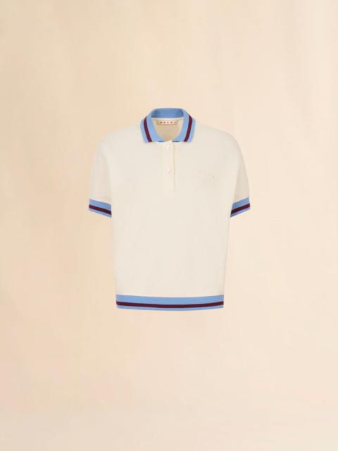 Marni CREAM PIQUÉ SHORT-SLEEVED POLO SHIRT