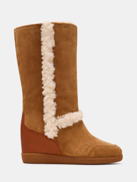 STEVE MADDEN WOODSIDE FAUX FUR CHESTNUT SUEDE