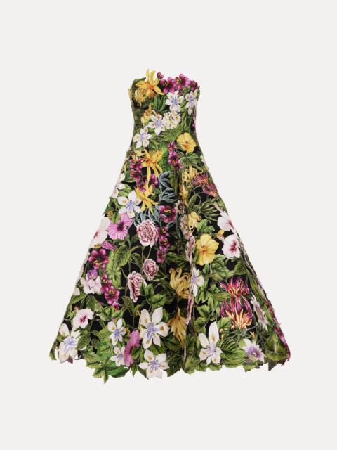 Oscar de la Renta DOMINICAN MIXED-FLORAL GUIPURE GOWN