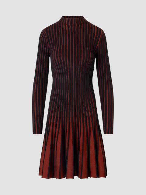 AKRIS Women's Pleated Wool Dress - Copper Black