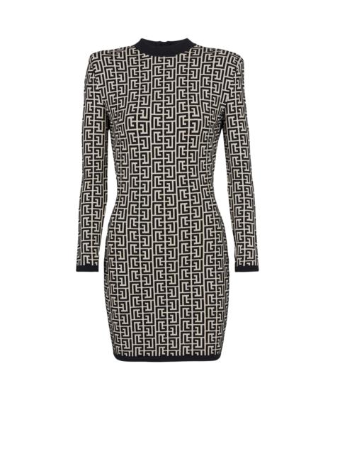 Balmain Short bicolor jacquard dress with Balmain monogram