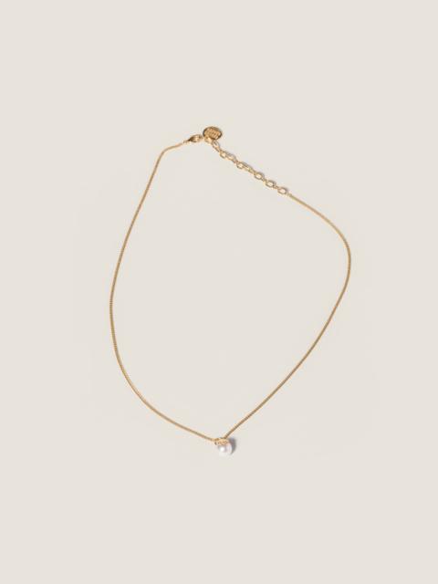 Miu Miu Metal and pearl necklace