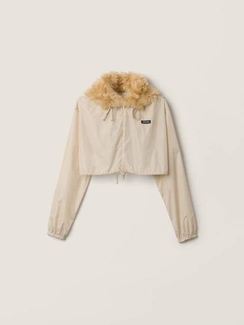 Miu Miu Technical fabric and shearling windbreaker