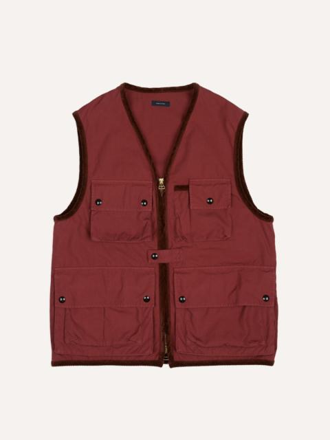 Drake's Washed Red Cotton Urban Safari Vest