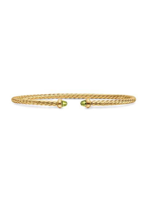 DAVID YURMAN Women's Micro Cablespira Flex Bracelet in 18K Yellow Gold - Peridot