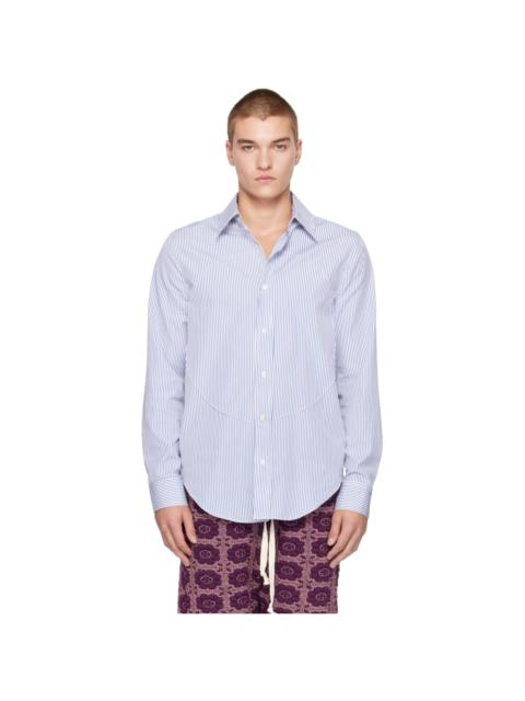 EDWARD CUMING Blue Pin-Tuck Lung Shirt