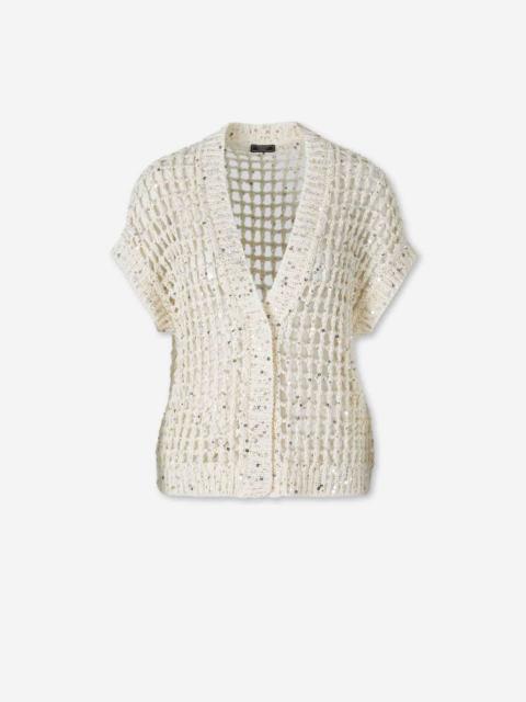 PESERICO OPENWORK SEQUIN CARDIGAN