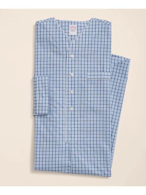 Brooks Brothers Cotton Broadcloth Checked Nightshirt