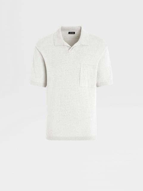 ZEGNA WHITE COTTON BLEND POLO SHIRT