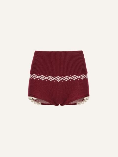 MAGDA BUTRYM Lace-trim wool shorts in burgundy