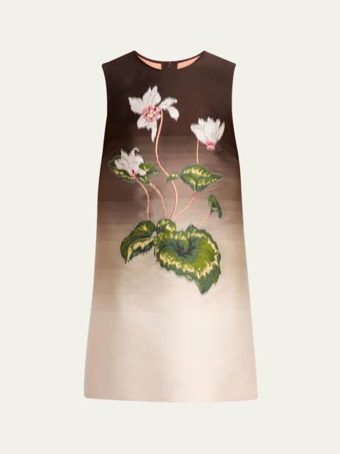 Oscar de la Renta Degrade Cyclamen Jacquard Sleeveless Mini Dress