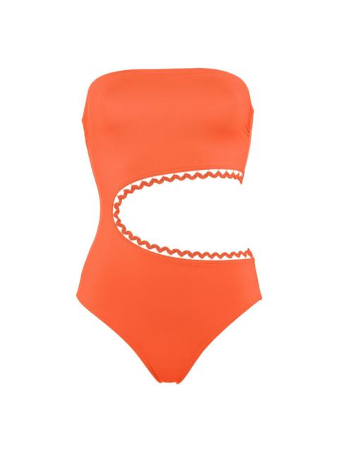 Dancing one-piece strapless swimsuit