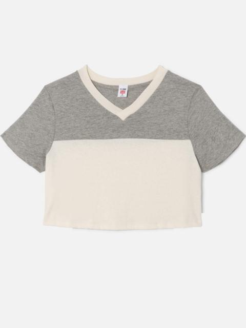 RE/DONE Hanes V Neck Contrast Jersey - HTG Vintage White
