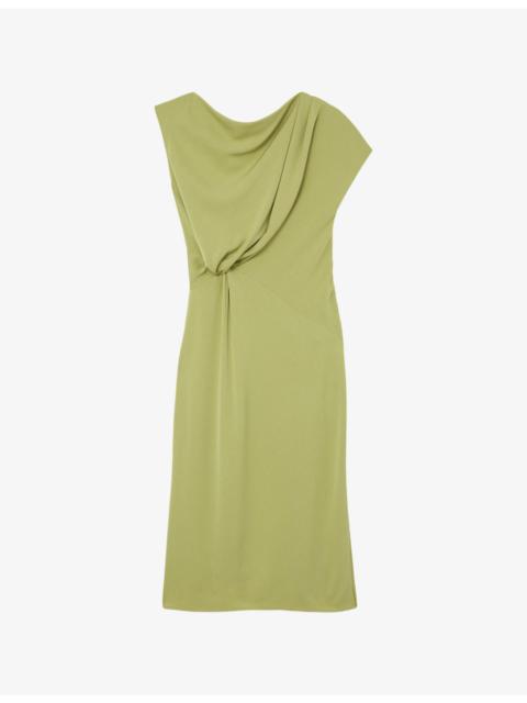REISS Beth Off-Shoulder Tuck Woven Midi Dress