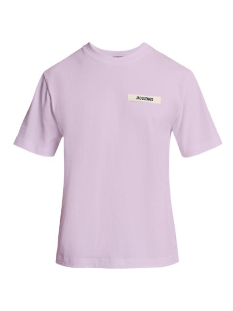 JACQUEMUS Men's Grosgrain Logo Cotton T-Shirt - Pink