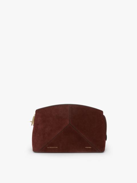 Victoria Beckham Victoria Clutch Bag In Dark Brown Suede