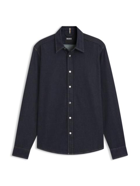 BOSS INDIGO REGULAR-FIT SHIRT IN STRETCH DENIM