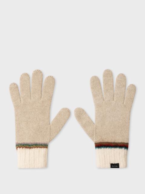 Paul Smith Oatmeal 'Signature Stripe' Wool Gloves