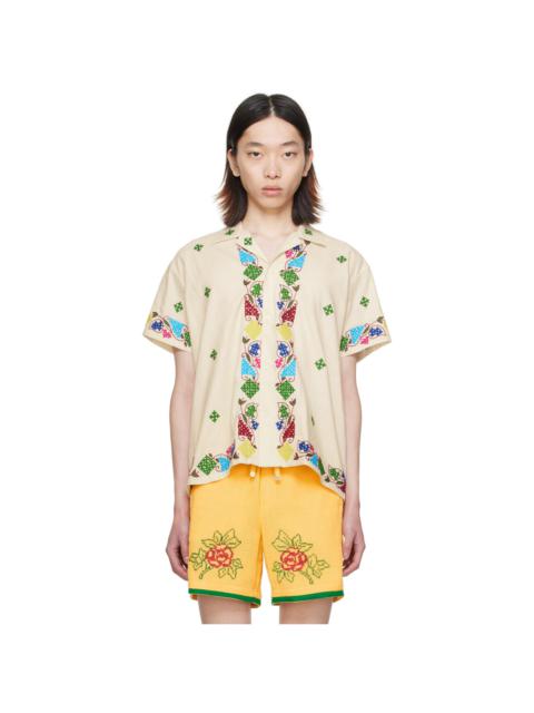 HARAGO Off-White Embroidered Shirt