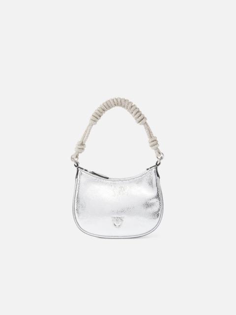 PINKO HALF MOON BABY HANDBAG IN LAMINATED LEATHER WITH RHINESTONES
