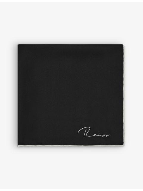 REISS Ceremony logo-print silk pocket square