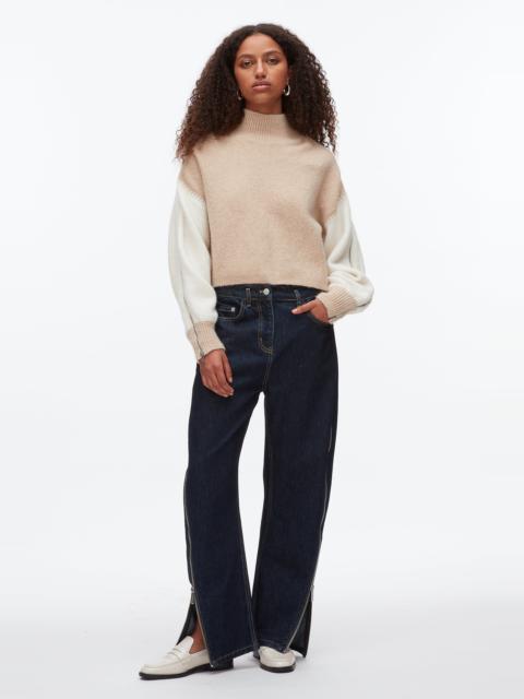3.1 Phillip Lim Colorblock Zip Sleeve Turtleneck