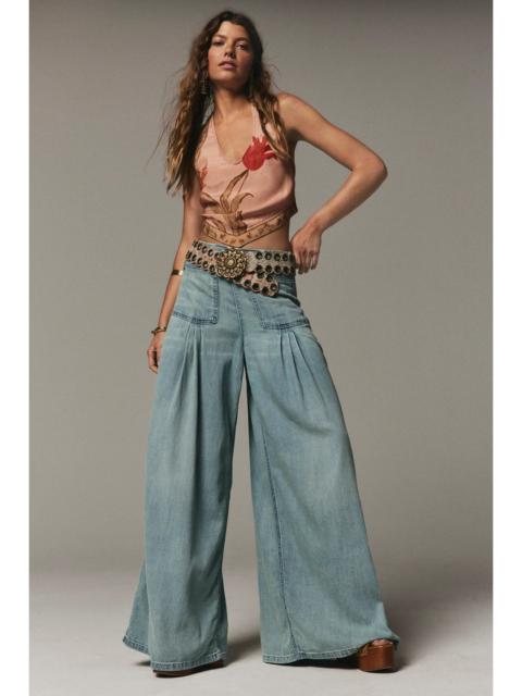 FREE PEOPLE We The Free Plot Twist Pintuck Wide-Leg Jeans