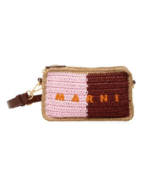 Marni Men's Logo Woven Camera Bag - Pompei Wild Cherry Carrot Rose