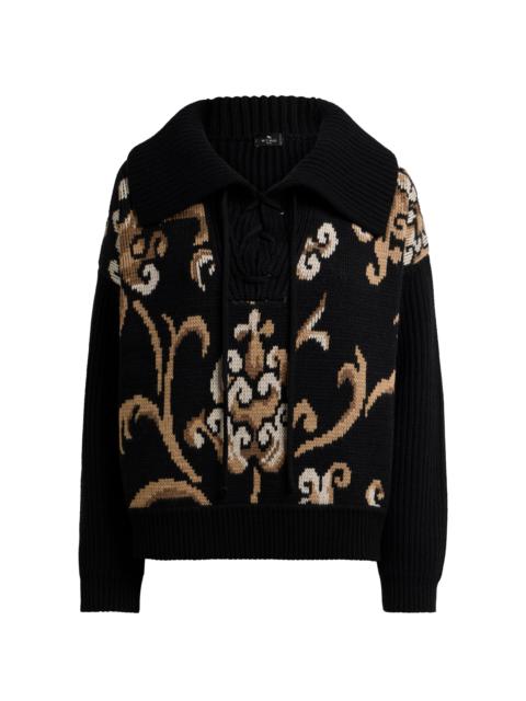 Etro Patterned Wool Sweater black