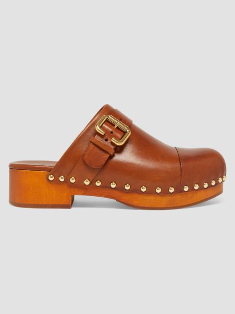 Chloé Women's Jeannette 40MM Buckle Leather Clogs - Ginger Brown