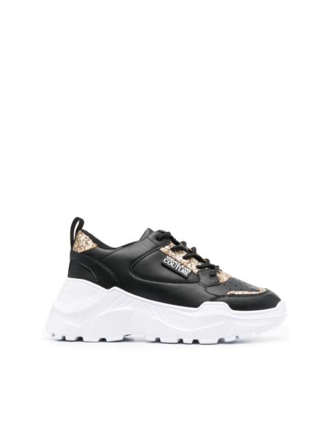 VERSACE JEANS COUTURE logo-patch glitter-detailing sneakers