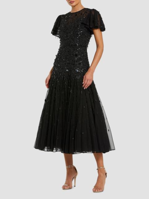 MAC DUGGAL Women's Embellished Tulle Midi-Dress - Black