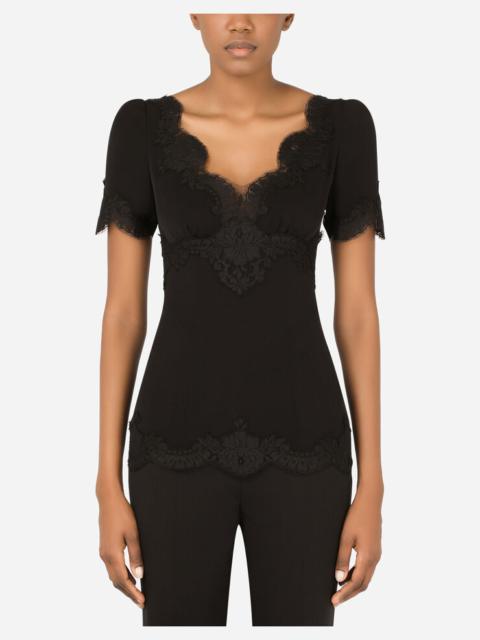 Charmeuse top with lace details