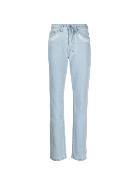 032c Double Shift ripped-patch straight-leg jeans
