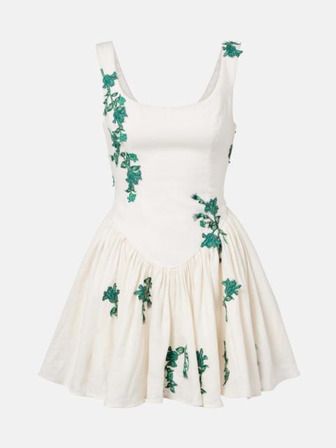 Agua by Agua Bendita Pluma embroidered cotton minidress