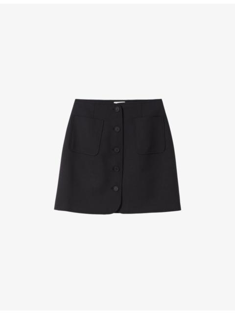 Claudie Pierlot Mid-rise buttoned wool-blend mini skirt