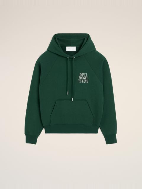 AMI Paris GREEN COTTON "DON'T FORGET TO LOVE" HOODIE