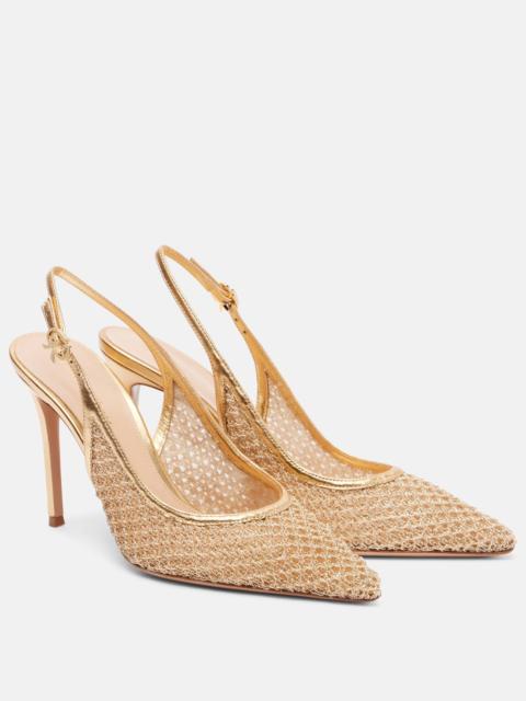Gianvito Rossi Itaca 95 leather-trimmed slingback pumps