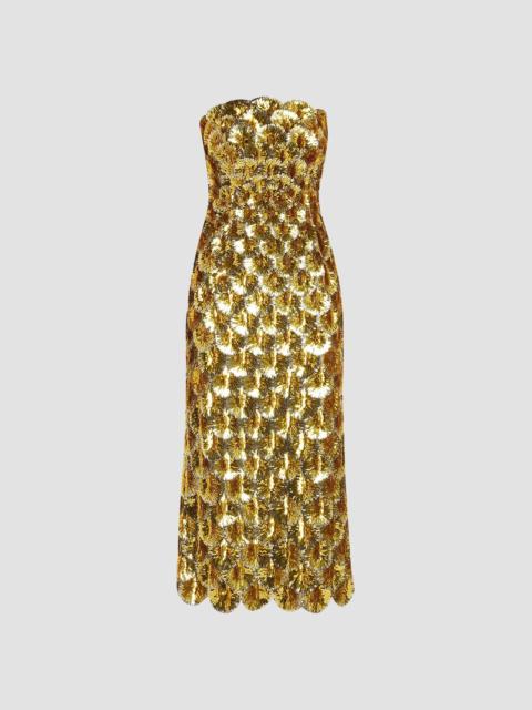 Oscar de la Renta Women's Strapless Scallop Embroidered Cocktail Dress - Yellow